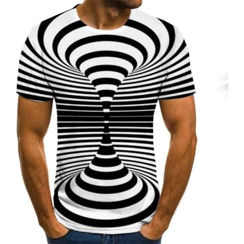 2020 new Summer Fashion Colorful 3D Printing Short Sleeve Men T-Shirt Casual Round Neck T-shirt Fun Rotating Pattern Street Clot
