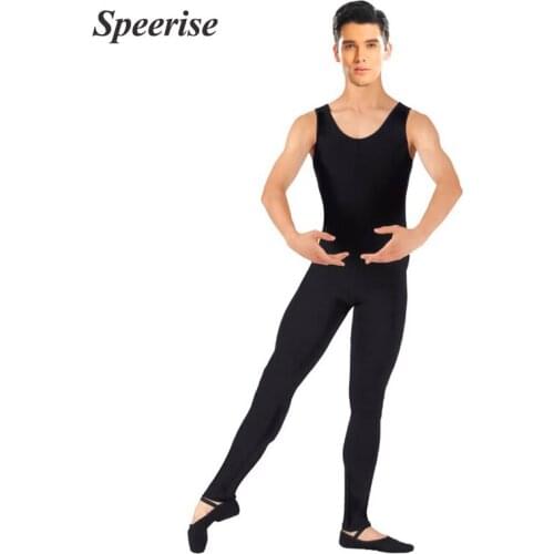 Mens Sleeveless Nylon Spandex Unitard Yoga Dance Practice Clothes Body Gymnastics Ballet Suit Vest Plus Size Adult Hi Stretch