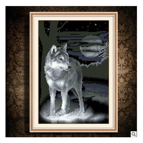 Embroidery Package Hot Sell Best Quality Cross Stitch Kits White Wolf Moonlight Free Shipping
