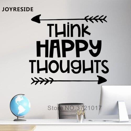 Think Happy Thoughts Wall Decals hOme Kids Rooms Decor Playroom Decoration Wall Decals Think Happy Words Wall Sticker ArrowsM237