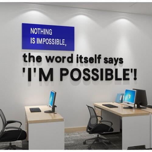 English Sentence Wall Sticker Office Background Decoration Acrylic Decal Inspirational Quotes Poster Wallpaper For Classroom