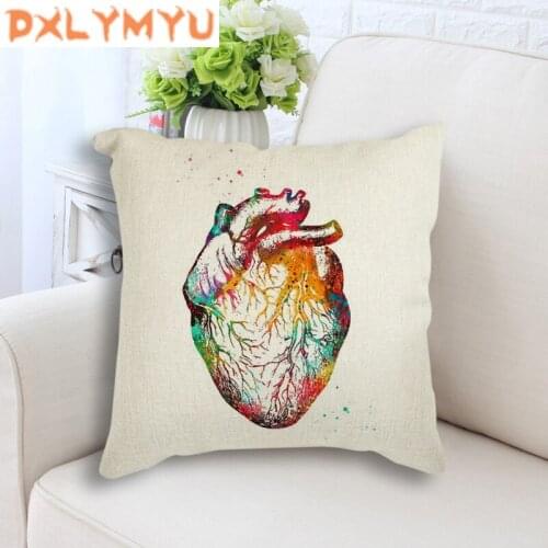 Cushion Cover Anatomy Art human cell Heart skeleton Pillow Covers Decorative Pillowcase for Sofa Car Bed Living Room Decor