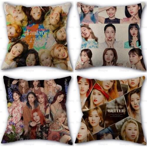 Custom TWICE KPOP Girl Pillowcase Home Textile Cotton Pillow Covers Wedding Decorative Pillow Cover Square 45x45CM 0512