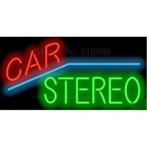 Neon sign Car Stereo Auto Real Glass Tube Decorative Pub Club Handcrafted Automotive signs Shop Store LED signage 17"x14"