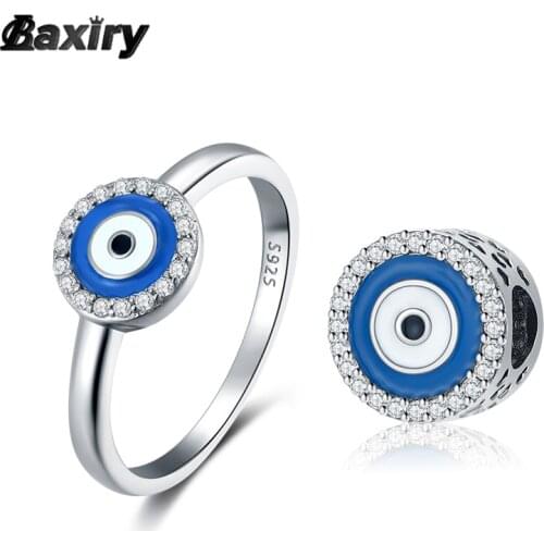 New Authentic 925 Sterling Silver Fashion Minimalist Evil Eye Rings Vintage Luxury For Women Wedding Engagement Ring Jewelry