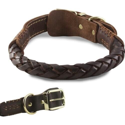 Hand knitted Dog Collar for Large Medium Dogs Soft Pet Dog Collar with Strong Copper Buckle Red Brown Black