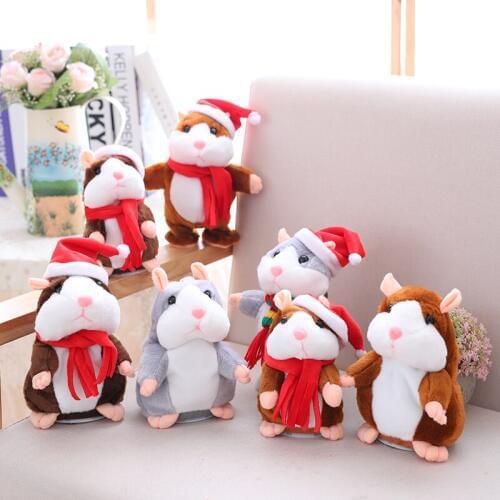 Pet Plush Toy Lovely Talking Hamster Learn to Walk Talk Speak Nod Electric Record Hamster Educational Toys Christmas Gift 15cm