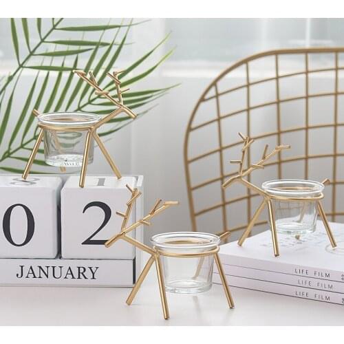 Nordic Creative Candlestick подсвечник Ornaments Candle Cup Home Aromatherapy Iron Glass Romantic Decoration Bougeoir Velas