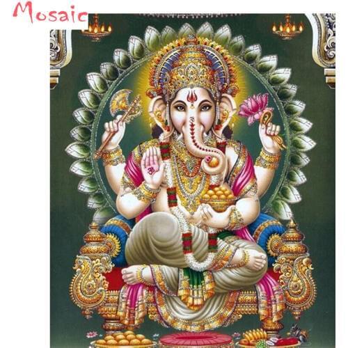 Full Square Diamond Painting Cross Stitch 5D DIY Diamond Embroidery Lord Ganesha Religions Picture Of Rhinestone Decor Home