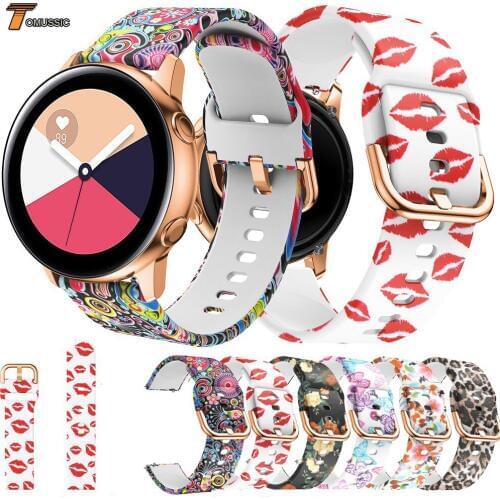 20mm Floral Leopard Silicone Strap For Samsung Galaxy Watch 42mm Band Butterfly Rubber Wristband For Galaxy Active Replace Strap
