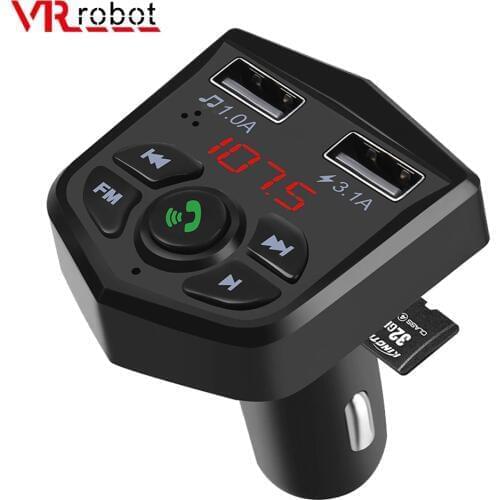 VR robot Bluetooth FM Transmitter Modulator Wireless Handsfree Car Kit 5V 3.1A Dual USB Charger Adapter Audio Car MP3 Player