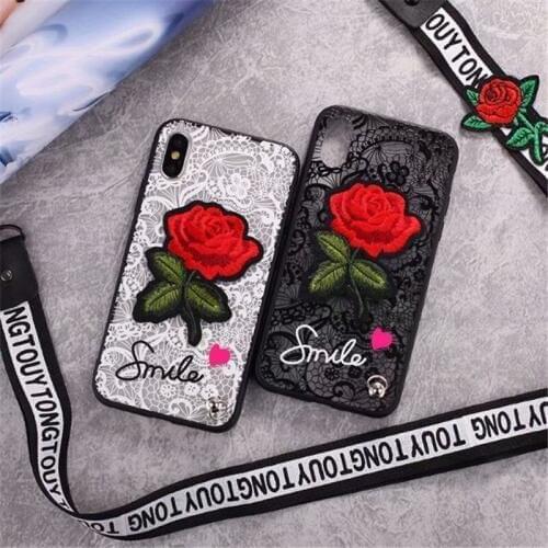 Rose Flower Lanyard Case For OPPO A9 A5 2020 Realme 5 3 X XT C2 X2 Pro A5S F11 R17 F9 F5 F7 A5S A7 Reno 2Z 2F 3 Pro Cover cases