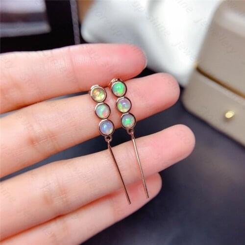 New Sweet Opal Stud Earrings For Women Pretty Small Ear Jewelry 925 sterling silver Female Earrings