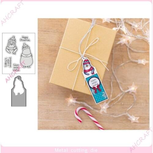 Penguin Stamp and Metal Cutting Dies for DIY Scrapbooking Photo Album Decorative Embossing Paper Card Crafts Die 2021