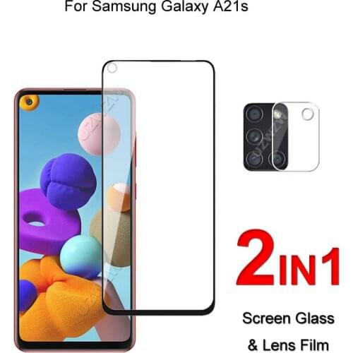 Full Cover Glass For Samsung Galaxy A21s Screen Protector Protective Tempered Glass Explosion Proof & Camera Lens Film