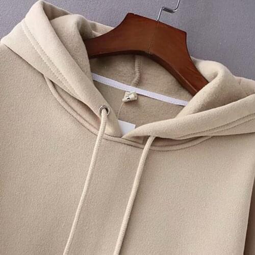 Hoodie And Sweatshirts For Women Fashion Long Sleeve Pockets Drawstring Solid Color Female Casual Padded Hooded Tops