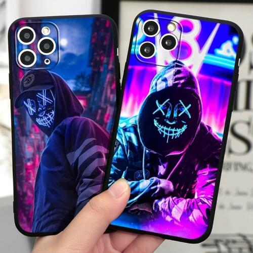 Halloween scary face V-shaped mask Fundas For iPhone 11 Pro Max 12 mini Pro XS Max XR 5 5S SE 2 SE 2020 6S 7 8 Plus X Case Cover