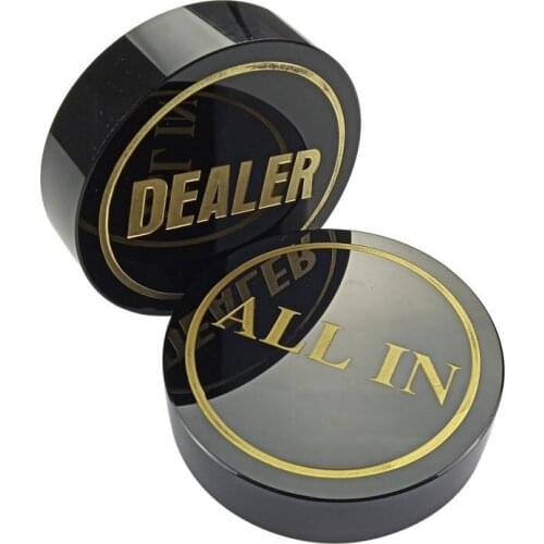 High-quality Texas Poker Chips Dealer Black Crystal All In Baccarat Dealer Button Gold Word Poker Accessories Entertainment