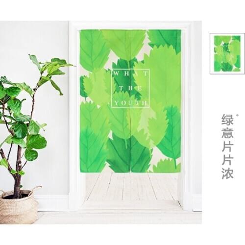 Japanese linen cotton plant green leaves door curtain home decoration bedroom living kitchen bar coffee house study room