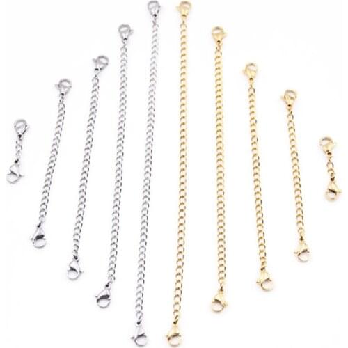 3/5/7.5/10/13/15cm Tone Extended Extension Tail Chain Lobster Clasps Connector for DIY Jewelry Making Findings Bracelet Necklace