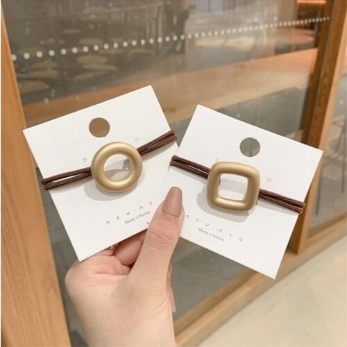 2021 New Style Korean Womens Simple Personality Headband Elegant Metal Round Square Hair Tie Ladies Fashion Hair Accessories