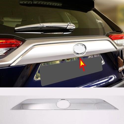 1pcs For Toyota RAV4 2019-2020 Carbon Fiber ABS Chrome Car Rear Trunk Lid Molding Trim Cover Car Styling Accessories