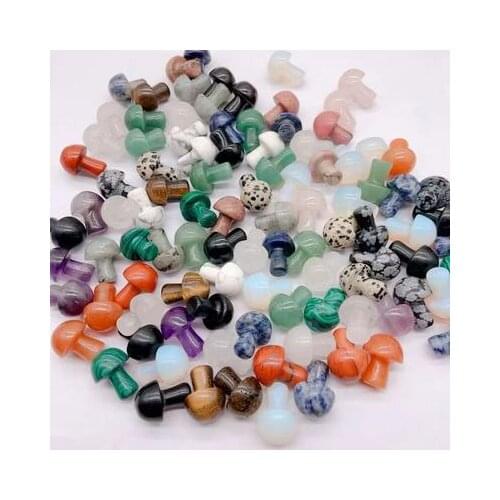 10Pcs Mini Mushroom Statue Natural Crystals And Stones Healing Rose Quartz Amethyst Labradorite Gemstones Reiki Home Decoration