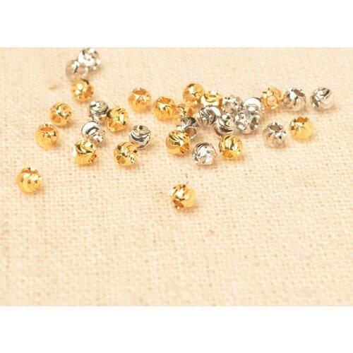 100pcs 3mm 4mm 5mm Metal Brass Round Spacer Beads KC Gold Rhodium Rose Gold Beads DIY Handmade Jewelry Accessories