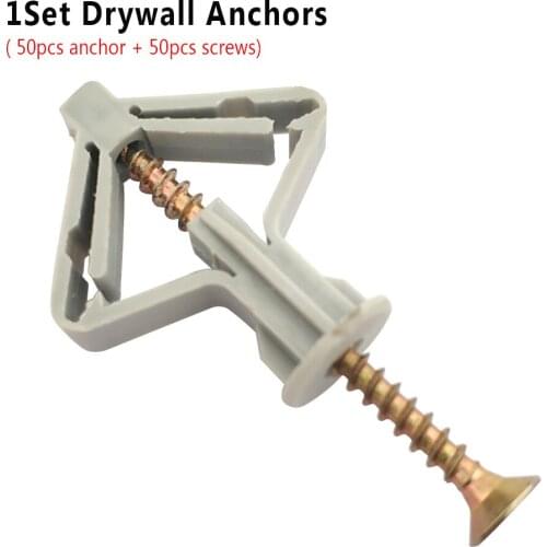 100pcs Expansion Drywall Anchor Kit With Screws Self Drilling Wall Home Pierced Decorative Pieces Special for Gypsum Board