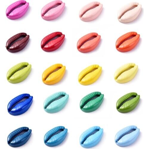 20pcs/set Mixed Color Baking Painted Alloy Beads Cowrie Shell Shape Bracelet Bead for Jewelry Making DIY Findings 19.4x12.5x10m