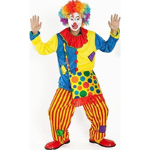 2018 Halloween Costumes Amazing Circus performance Clown Costume Adult Buffoon Halloween Unisex Cosplay Clothes Suite W Backpack