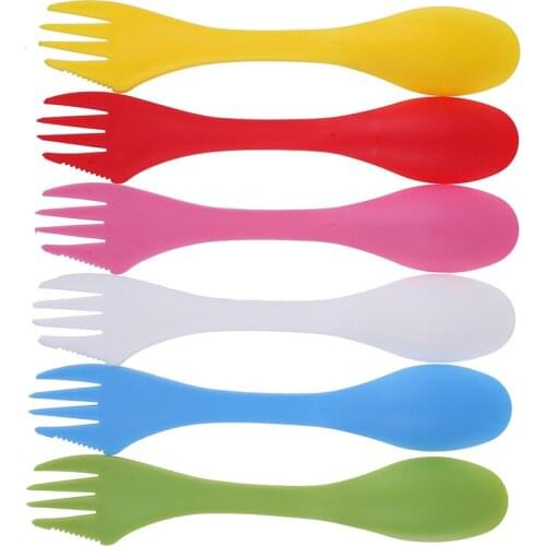 2020 Outdoor Spork 3 In 1 Spoon Fork Cutter Travel Camping Hiking Picnic Utensils Plastic Spork Combo Travelling Gadget Cutlery