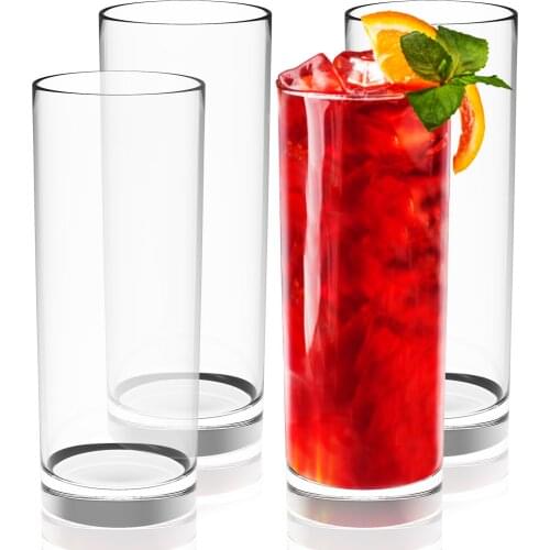 Packaged 4PCS Plastic Glasses 345ml Clear Tumblers Water Glasses for Kids Dishwasher Safe for Cold Water Juice Drinking