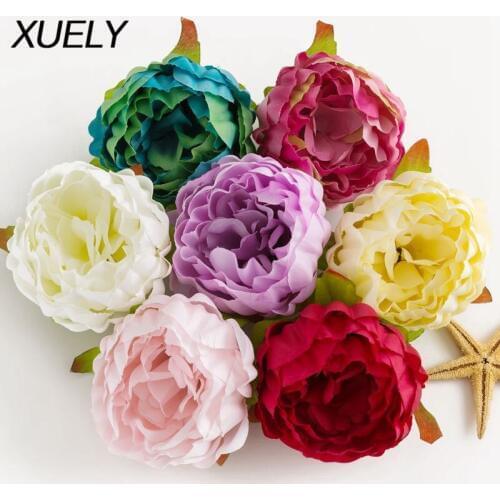 5pcs 8cm artificial flower silk rose flower head wedding hat home party decoration DIY flower wall scrapbook gift box craft