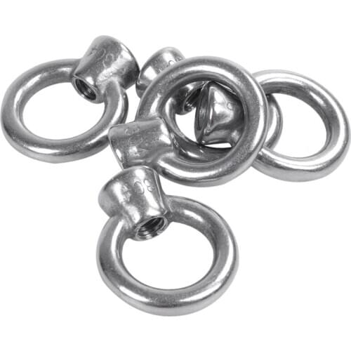 5 Pcs M6/6mm 304 Stainless Steel Lifting Eye Bolt Nut Silver