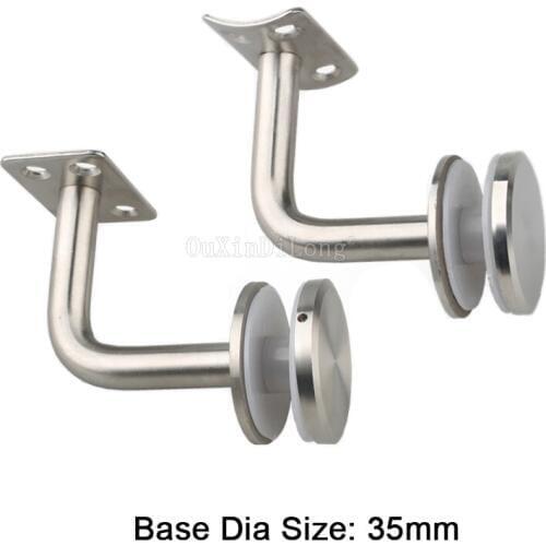 8PCS 35mm Base Dia Brushed Stainless Steel Stair Guard Handrail Glass Mount Support Wall Bracket JF1860