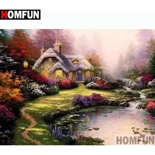 HOMFUN Full Square/Round Drill 5D DIY Diamond Painting "House landscape" Embroidery Cross Stitch 3D Home Decor Gift A11336