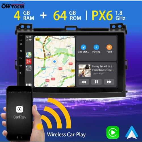 PX6 Android 10.0 GPS Navigation Car Multimedia Player 4G+64G For Toyota Prado 120 2002-2010 Wireless Carplay Radio TDA7850 HDMI