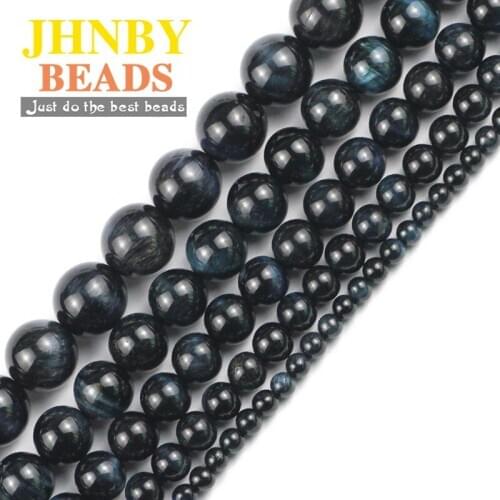 JHNBY Blue Black Tigers eye Natural Stone 4/6/8/10/12MM Round Loose beads for Jewelry bracelets necklace making DIY accessories