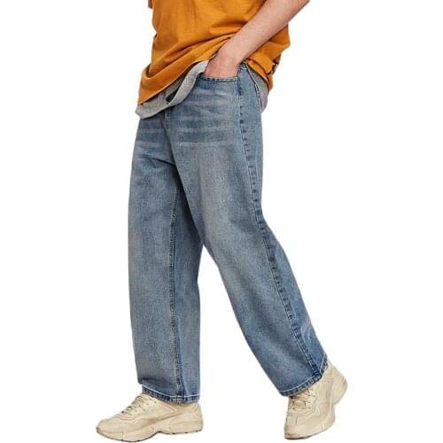 New Fashion Distressed Jeans Men Casual Denim Pants Straight Loose Baggy Solid Jeans Trousers Streetwear Jeans Clothing