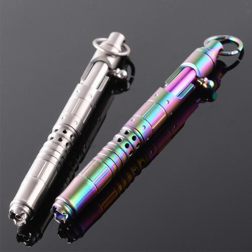 EDC Defensive Supplies Tactical Pen Multi-Purpose Colorful Titanium Pen Spring Pen Outdoor Self-defense Tactical Security Protec