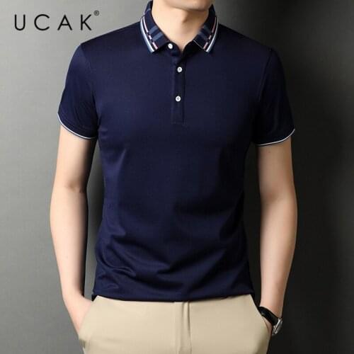 UCAK Brand Classic Solid Color Turn-down Collar Short Sleeve T-Shirts Summer New Streetwear Casual Cotton T Shirt Homme U5573