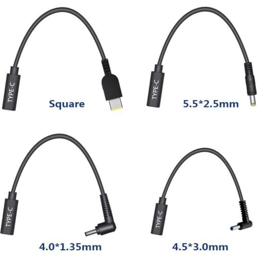 USB 3.1 Type C female to Square 5.5*2.5 4.0 1.35 1.7 4.5 3.0 mm Jack DC PIN Plug for Asus DELL Hp PC Laptop Power Adapter cable