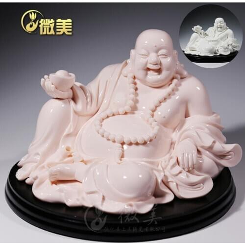 As a jade 8 inch tuobao Buddha Maitreya TV cabinet Dehua white porcelain gifts of high-grade ceramic Buddha living room