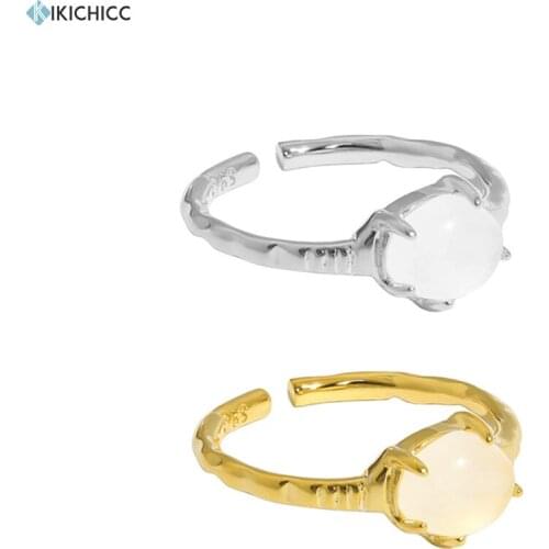 KIKICHICC 925 Sterling Silver Gold Milk Crystal Zircon CZ Open Circle Resizable Rings Adjustable Women Clips Fine Jewelry