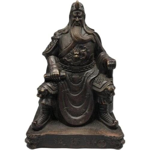 Chinese Old Craft Red Copper Statue Of Guan Yu