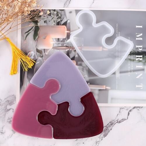 Creative Puzzle Coaster Crystal Epoxy Mold Silicone Mold for DIY Craft Epoxy UV Resin Home Handmade Tools