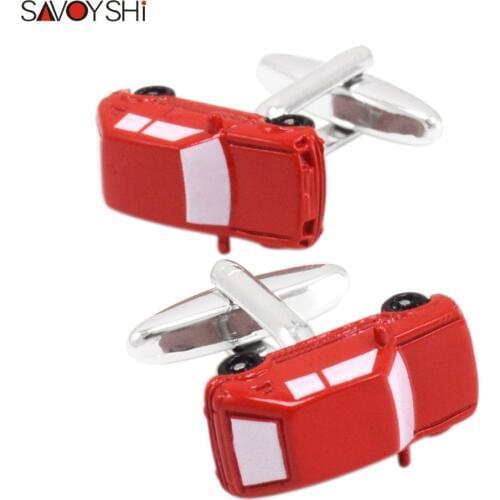 SAVOYSHI Fashion Car Model Cufflinks for Mens Shirt Cuff Accessories High Quality Red Enamel Cufflinks Novelty Men Brand Jewelry