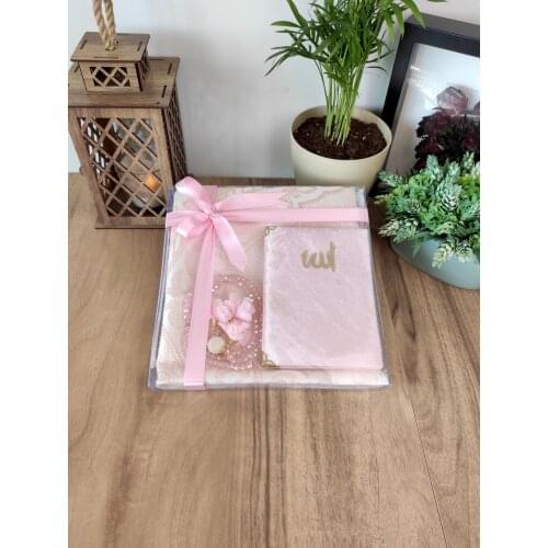 3 Pieces, Luxury İslamic Gift Set- Yasin Book, Cotton Prayer Rug, Rosary Set - Muslim Gift Set-Wedding Prayer Rug Set