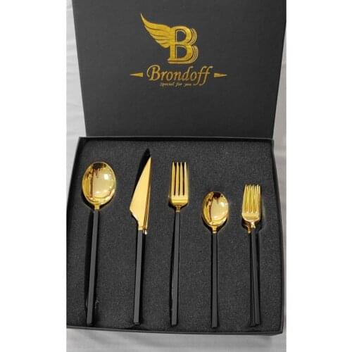 30 piece Black Gold Fork Spoon Knife Set